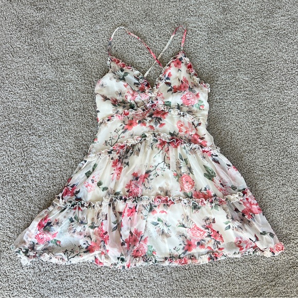 Windsor White and Pink Floral Mini Dress - Picture 2 of 3